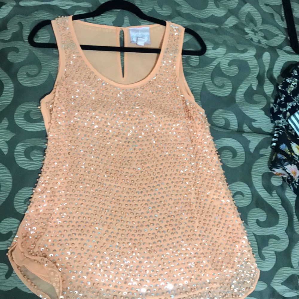 Peach beaded Romeo + Juliet blouse